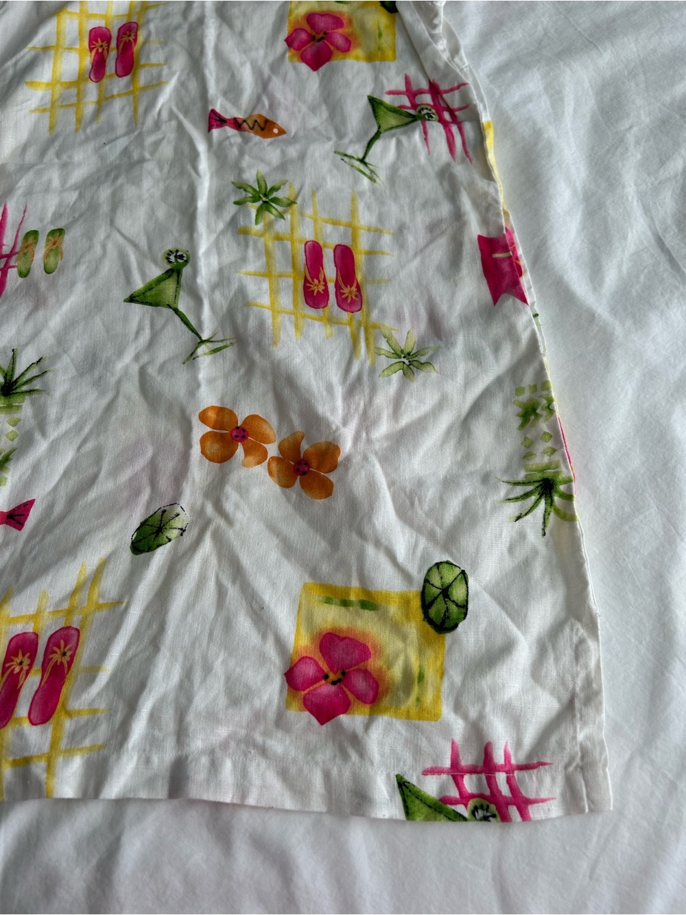 Cotton Connection 100% Linen White Tropical Print Mini Dress - Picture 11 of 12